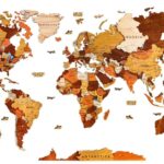 Classic Wooden World Map – Handmade 3D Layer Art