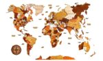Classic Wooden World Map – Handmade 3D Layer Art