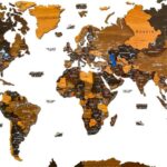 Terra Wooden World Map – Handmade 3D Earth Tone Wall Art