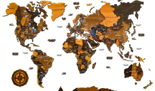 Terra Detailed Wooden World Map – Extra Large 3D Wall Art
