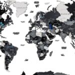 Gray Wooden World Map – Handmade 3D Monochrome Wall Art