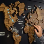 Walnut Atlas – Framed 3D Wooden World Map Wall Art - Image 2