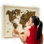 Walnut Atlas – Framed 3D Wooden World Map Wall Art