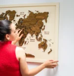Walnut Atlas – Framed 3D Wooden World Map Wall Art - Image 7